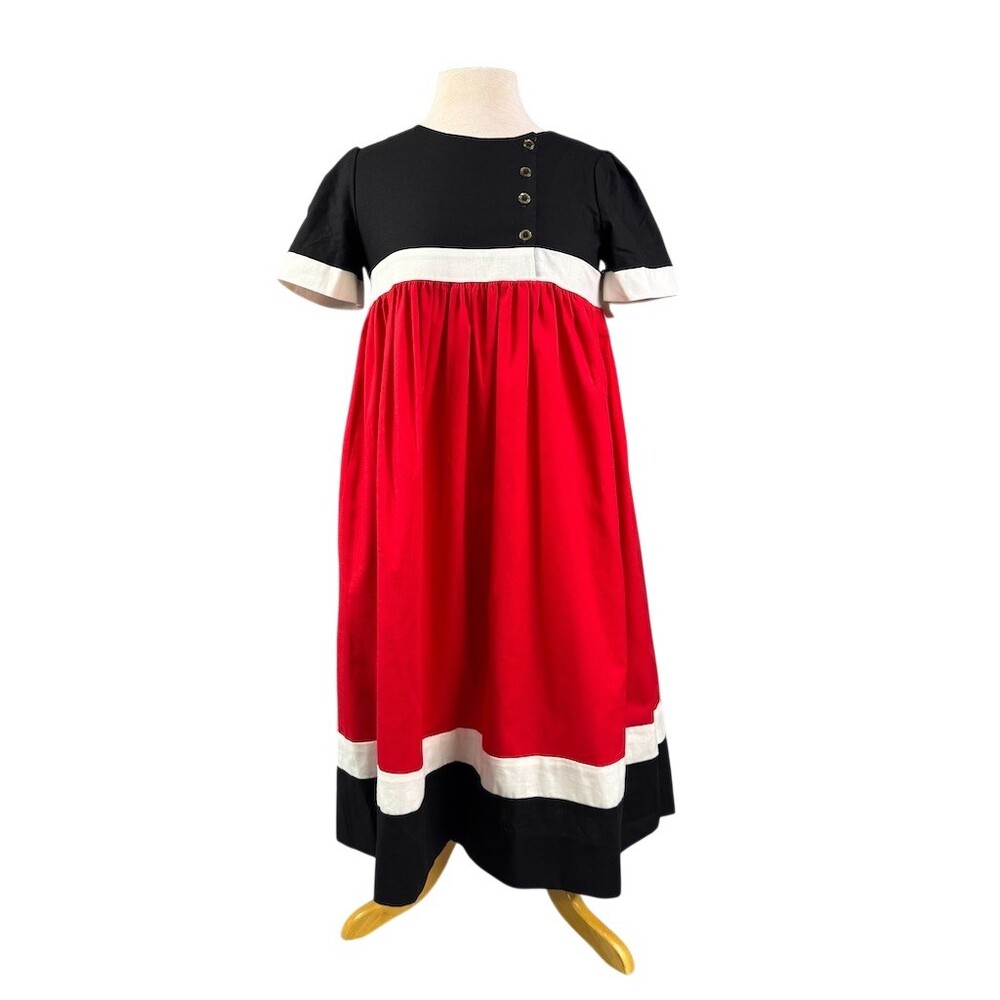 Hartsville Maxi Dress Women’s Size M Red Black White Colorblock Vintage